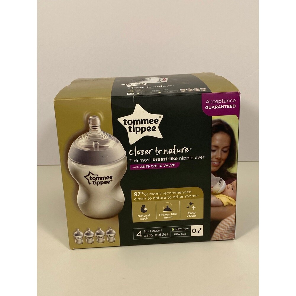 Tommee Tippee Closer to Nature Baby Bottles – 9oz Slow Flow – 4 Pack